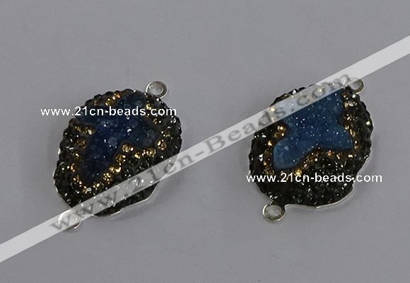 NGC1418 18*25mm freeform druzy agate connectors wholesale