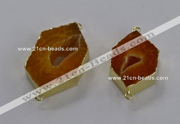 NGC1425 18*25mm - 25*35mm hexagon druzy agate connectors