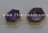 NGC1426 18*25mm - 25*35mm hexagon druzy agate connectors