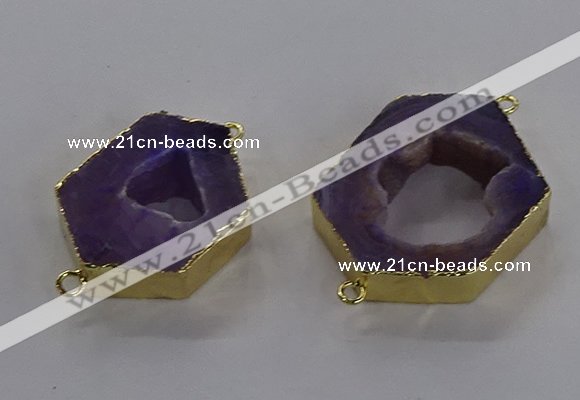 NGC1426 18*25mm - 25*35mm hexagon druzy agate connectors