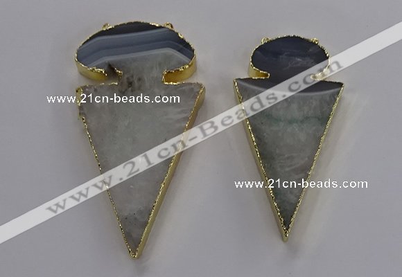 NGC1439 35*60mm - 40*75mm arrowhead agate gemstone connectors