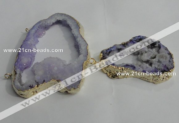 NGC144 40*50mm - 55*70mm freeform plated druzy agate connectors