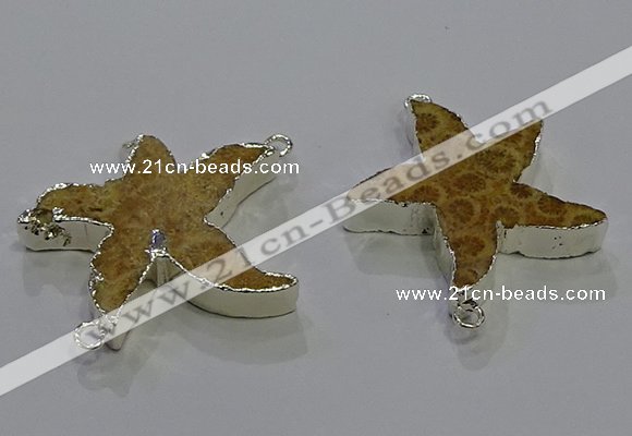 NGC1456 28mm - 30mm starfish fossil coral connectors wholesale