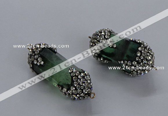 NGC1463 15*40mm - 15*45mm faceted nuggets green fluorite connectors