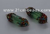 NGC1464 15*40mm - 15*45mm faceted nuggets green fluorite connectors