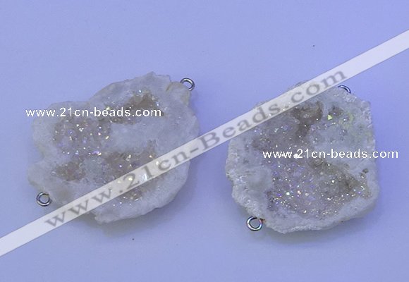 NGC1470 28*35mm - 40*45mm freeform plated druzy agate connectors