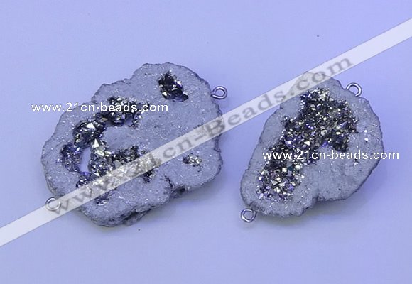 NGC1472 28*35mm - 40*45mm freeform plated druzy agate connectors