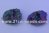NGC1476 28*35mm - 40*45mm freeform plated druzy agate connectors