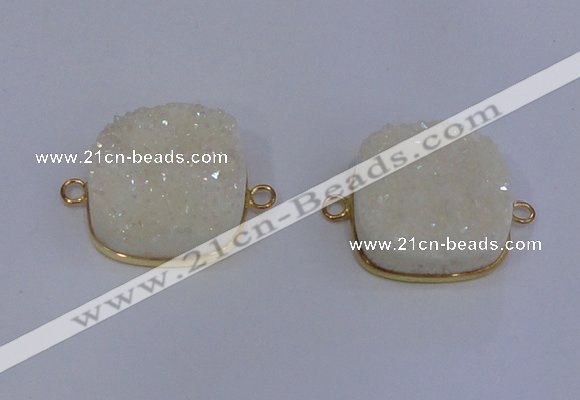 NGC1500 25*25mm square druzy quartz gemstone connectors wholesale