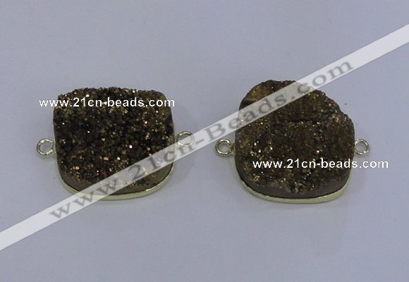 NGC1501 25*25mm square druzy quartz gemstone connectors wholesale