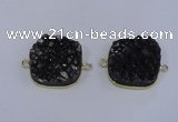 NGC1502 25*25mm square druzy quartz gemstone connectors wholesale