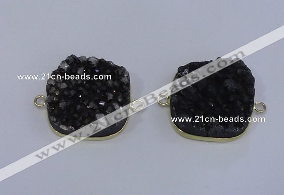 NGC1502 25*25mm square druzy quartz gemstone connectors wholesale