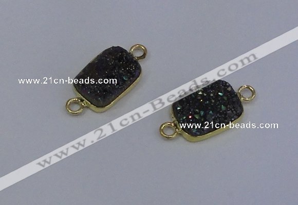 NGC1508 10*14mm rectangle druzy quartz gemstone connectors wholesale