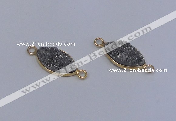 NGC1515 10*18mm marquise druzy quartz gemstone connectors wholesale