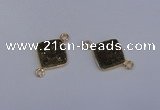 NGC1530 12*12mm diamond druzy quartz gemstone connectors wholesale