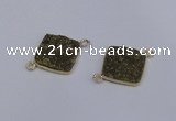 NGC1536 18*18mm diamond druzy quartz gemstone connectors wholesale