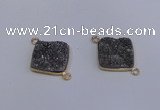 NGC1537 18*18mm diamond druzy quartz gemstone connectors wholesale