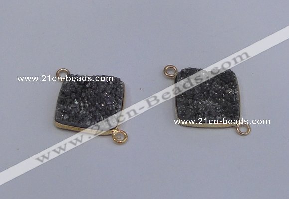 NGC1537 18*18mm diamond druzy quartz gemstone connectors wholesale
