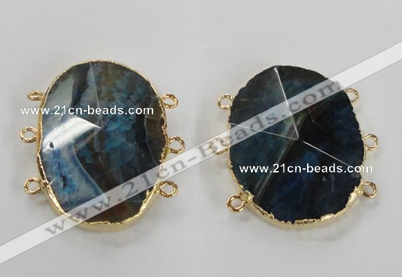 NGC154 30*40mm freeform agate gemstone connectors wholesale