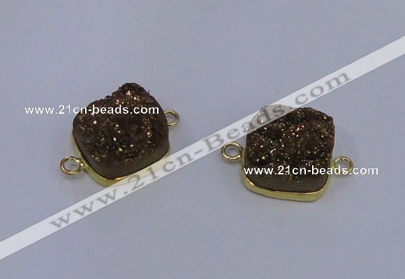 NGC1543 15*15mm square druzy quartz gemstone connectors wholesale