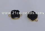 NGC1544 15*15mm square druzy quartz gemstone connectors wholesale