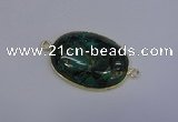 NGC1551 22*30mm oval malachite & pyrite gemstone connectors