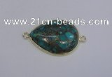 NGC1553 22*30mm teardrop turquoise & pyrite gemstone connectors