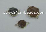 NGC156 14mm - 20mm coin plated druzy agate connectors