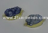 NGC1579 18*25mm - 18*28mm oval druzy quartz connectors wholesale