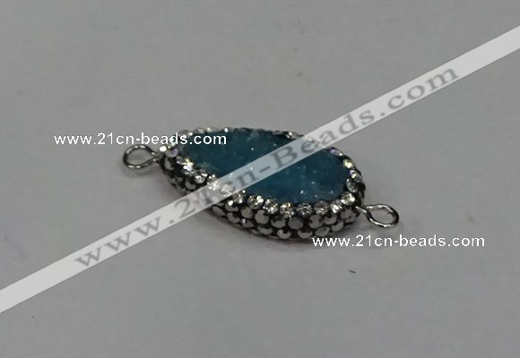 NGC1604 14*23mm flat teardrop plated quartz connectors wholesale
