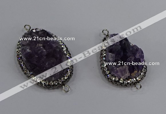 NGC1618 20*30mm - 25*35mm freeform amethyst connectors wholesale