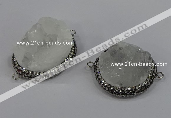 NGC1620 20mm - 28mm flat round druzy quartz connectors wholesale