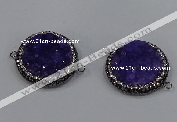 NGC1622 20mm - 28mm flat round druzy quartz connectors wholesale