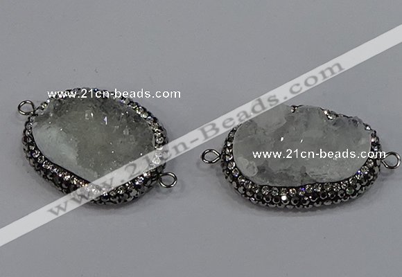 NGC1630 20*25mm - 22*30mm freeform druzy quartz connectors