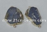 NGC164 30*40mm - 40*45mm freeform blue lace agate connectors