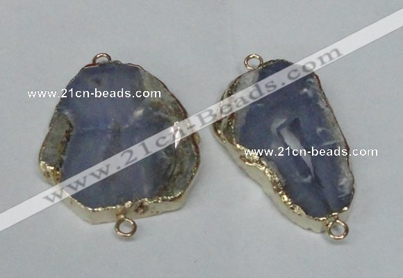 NGC164 30*40mm - 40*45mm freeform blue lace agate connectors