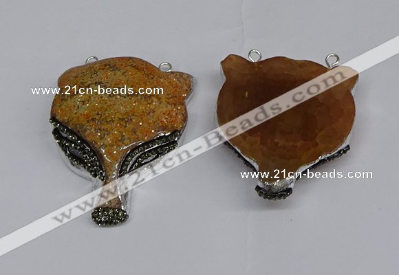 NGC1701 40*55mm - 45*60mm Fox-head agate gemstone connectors