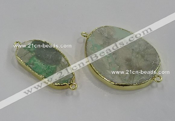 NGC1710 18*25mm - 30*40mm freeform green gemstone connectors