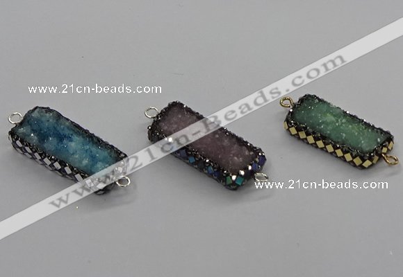 NGC1731 12*25mm - 12*30mm rectangle druzy agate connectors