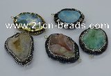 NGC1738 35*45mm - 40*55mm freeform druzy agate connectors