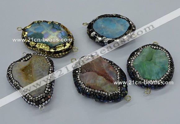 NGC1738 35*45mm - 40*55mm freeform druzy agate connectors