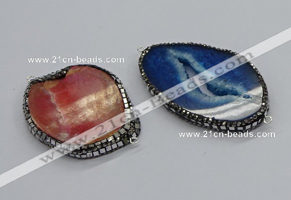 NGC1740 35*45mm - 40*50mm freeform druzy agate connectors