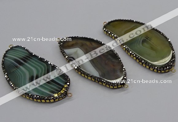 NGC1743 20*60mm - 35*70mm freeform agate gemstone connectors