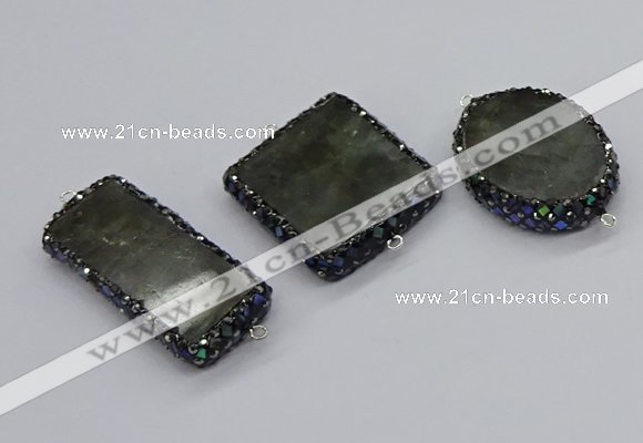 NGC1746 22*50mm - 30*40mm freeform labradorite connectors