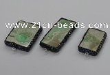 NGC1748 20*40mm - 25*35mm rectangle green apple jasper connectors