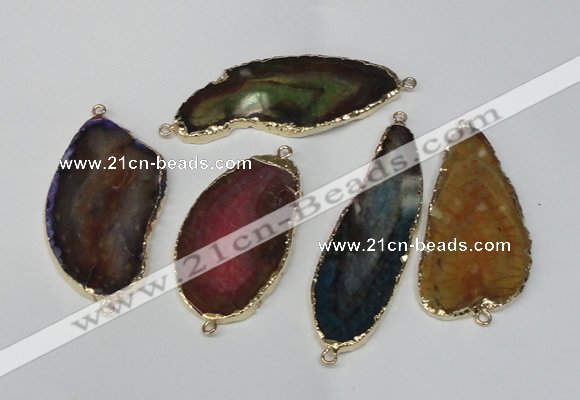 NGC175 25*50mm - 30*60mm freeform plated druzy agate connectors