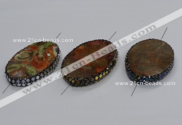 NGC1763 40*60mm oval ocean agate connectors wholesale