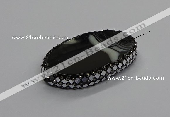 NGC1780 35*55mm oval agate gemstone connectors wholesale