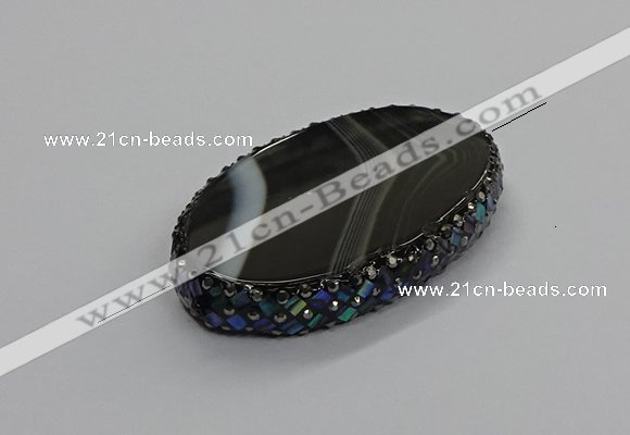 NGC1782 35*55mm oval agate gemstone connectors wholesale