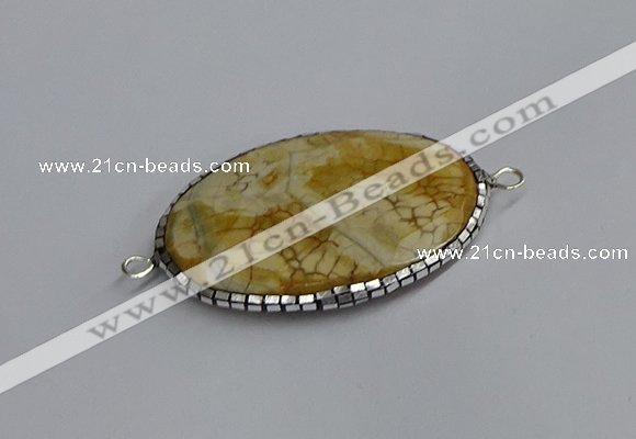 NGC1820 35*50mm oval agate gemstone connectors wholesale